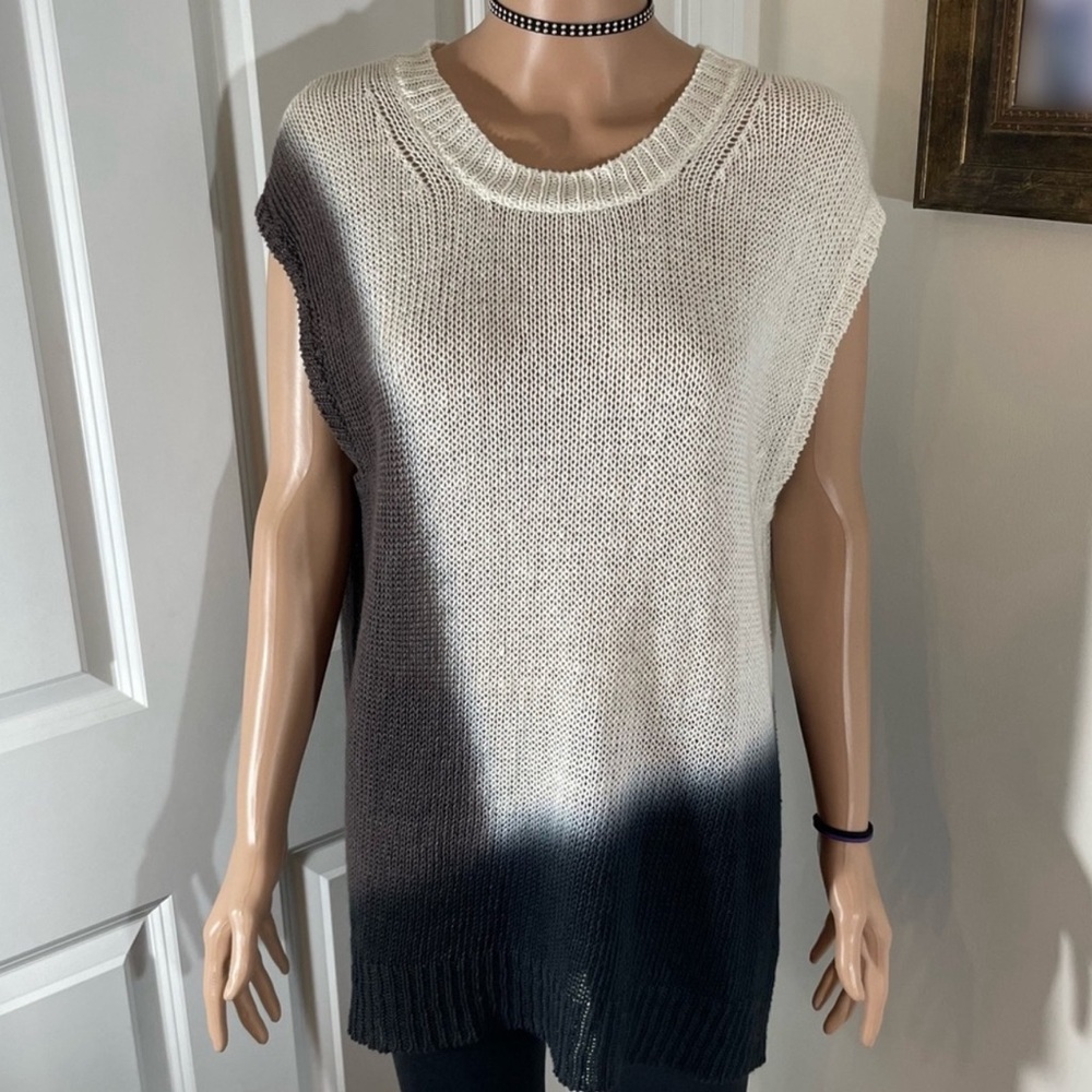 NWT J. Crew Sleeveless Sweater | Tri-Tone Dipped Color | Size L